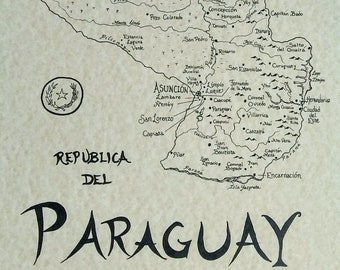Paraguay map hand drawn