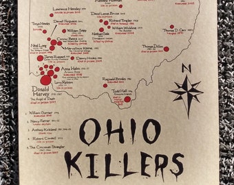 Carte des tueurs de l'Ohio 11 x 17