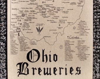 Ohio breweries map 11x17