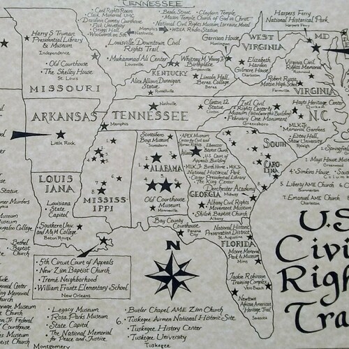 Civil Rights Trail Map - Etsy