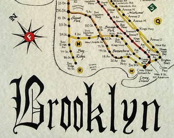 Brooklyn hand drawn map