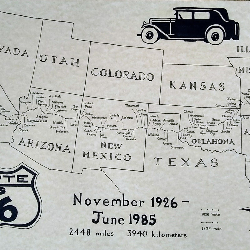 Rotue 66 Map Route 66 Map - Etsy