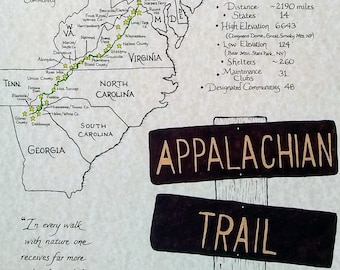 Appalachian Trail hand drawn map