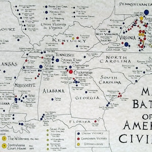 Civil War Battles hand drawn map