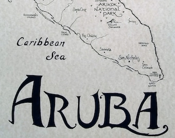 Aruba hand drawn map