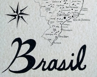 Brazil hand drawn map