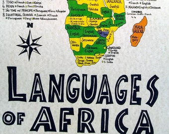 Languages of Africa hand drawn map