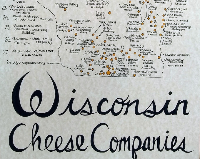 Wisconsin Cheese Companies Map Etsy