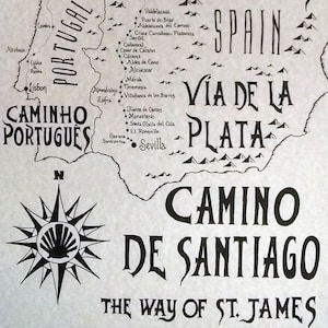 Camino de Santiago hand drawn map
