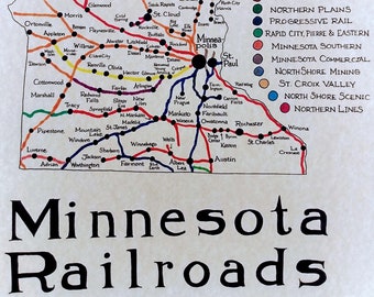 Minnesota Railroads map 11x17 in