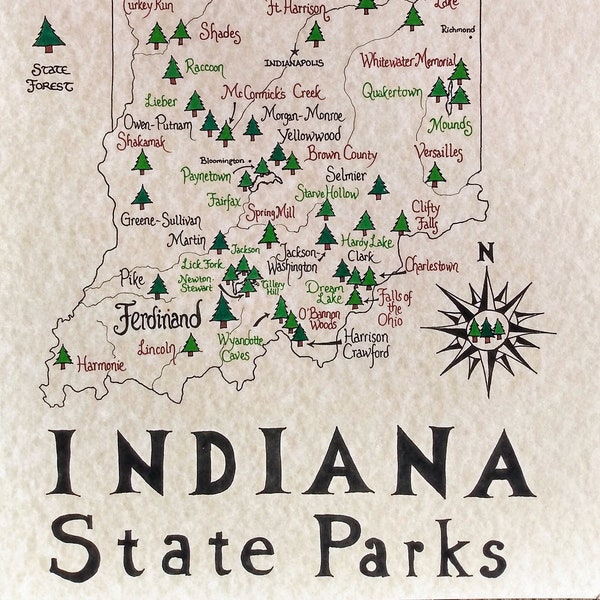 Indiana Map Etsy