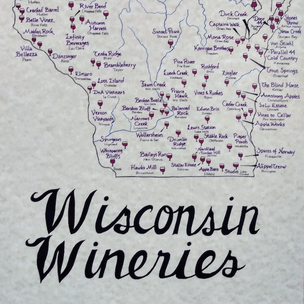 Wisconsin Wineries Map.pdf Winery - Etsy