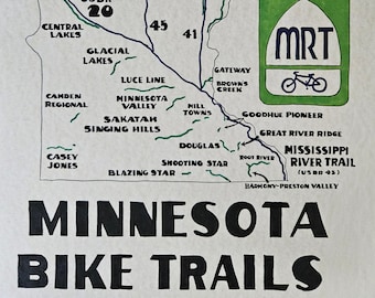 Minnesota bike trails map 11x17 in