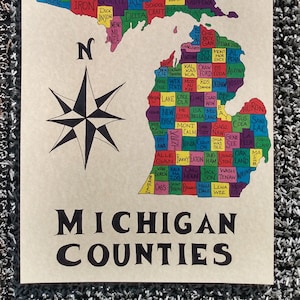 Michigan counties map 11x17