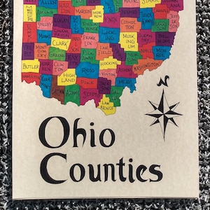 Ohio counties map 11x17