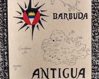 Antigua & Barbuda map 11x17