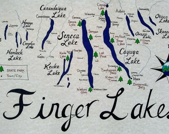 Finger Lakes (NY) hand drawn map