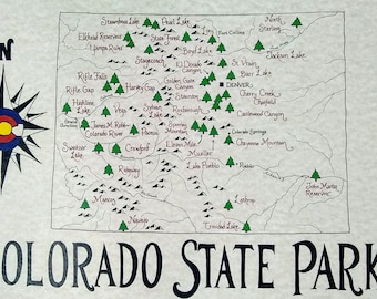 Colorado State Parks hand drawn map