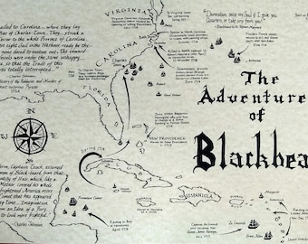 Blackbeard hand drawn map