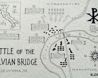 Battle of Milvian Bridge hand drawn map