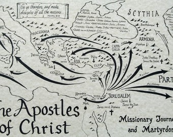 Apostles of Christ hand drawn map