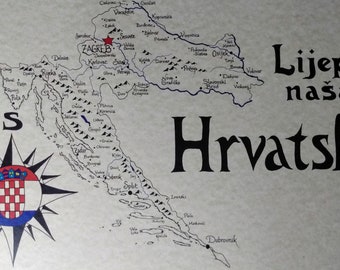 Croatia map hand drawn