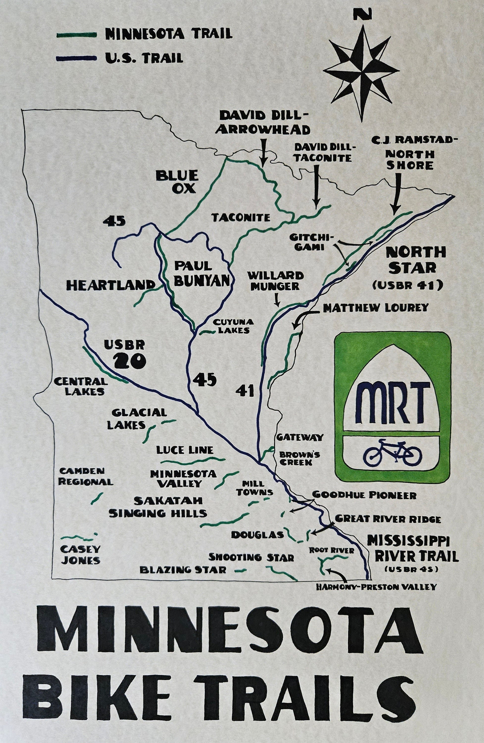 Minnesota Bike Trails Map 11x17 In Israel
