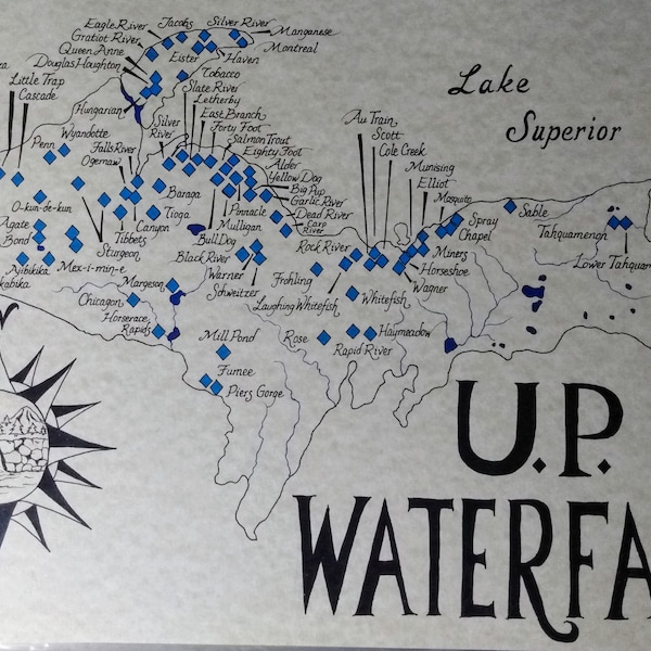 Upper Peninsula waterfalls map