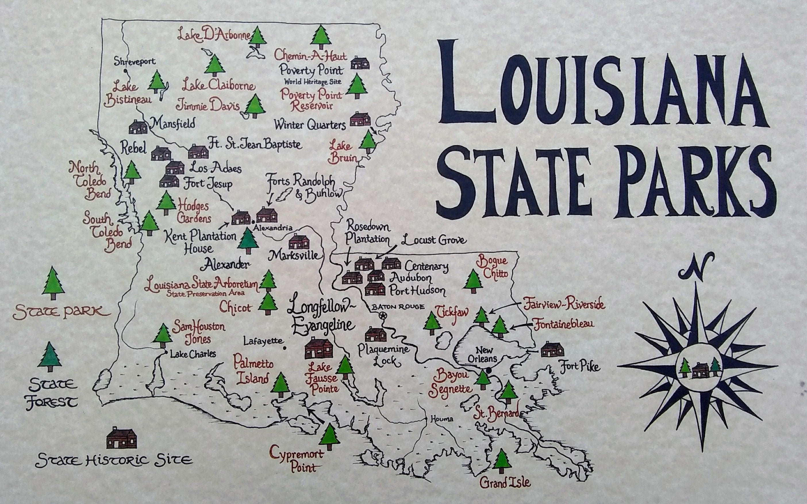 Louisiana Map with Louisiana State Flag | Kids T-Shirt