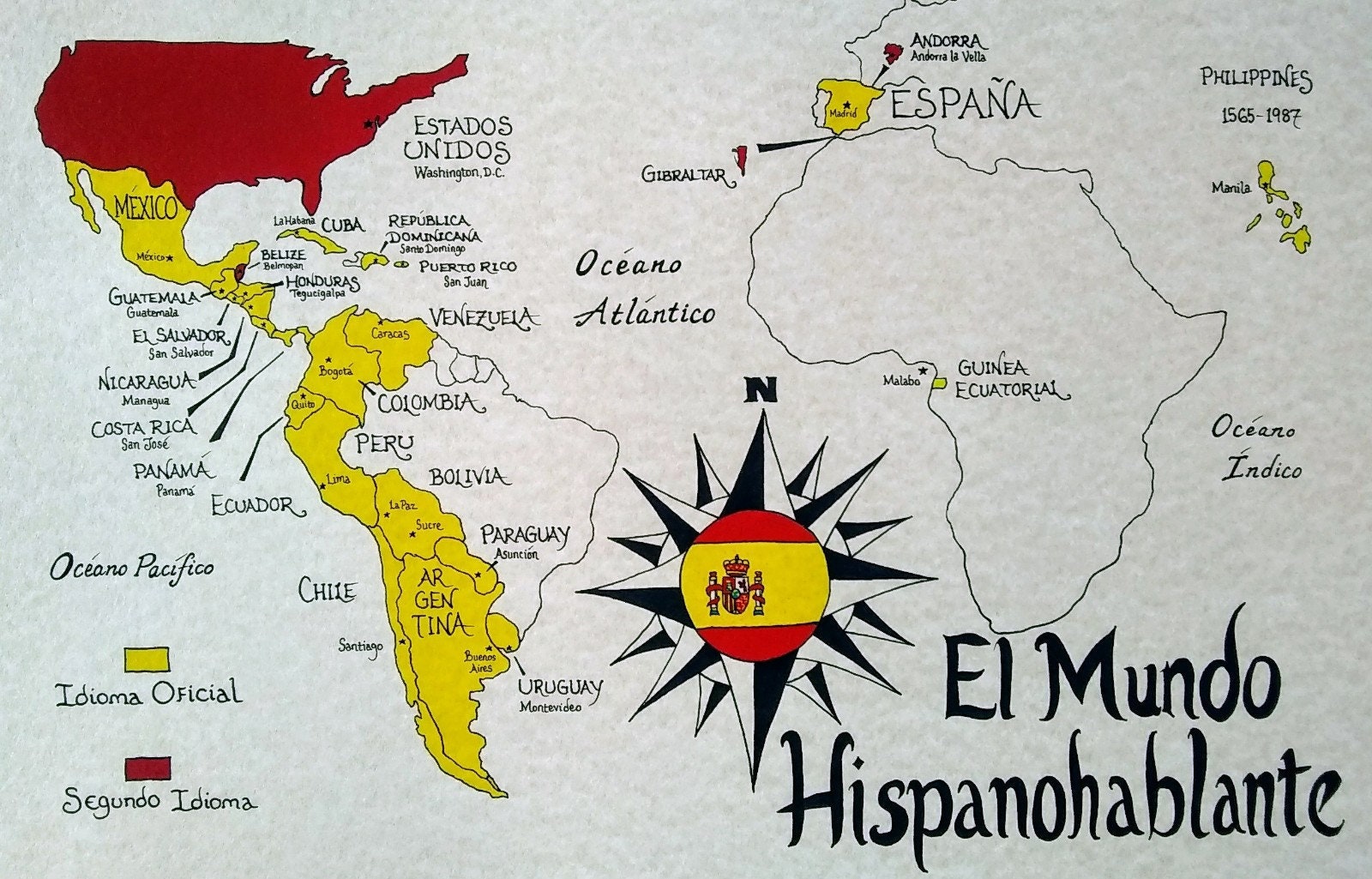 Carte Vierge Des Pays Et Capitales Hispanophones Carte Vierge Des Pays Et Capitales Hispanophones