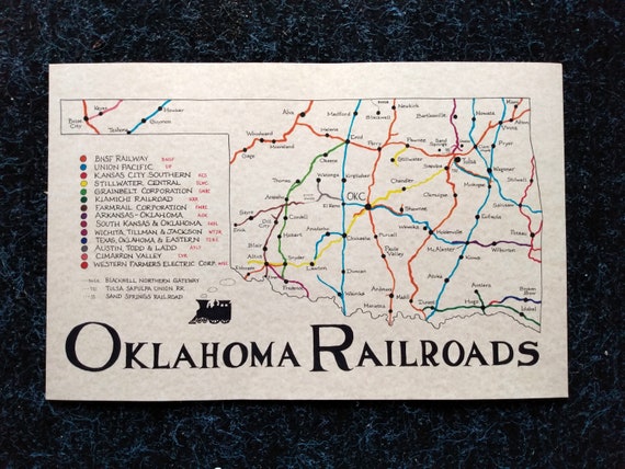Oklahoma Railroads Map Hand Drawn - Il 570xN.3770736361 I07o