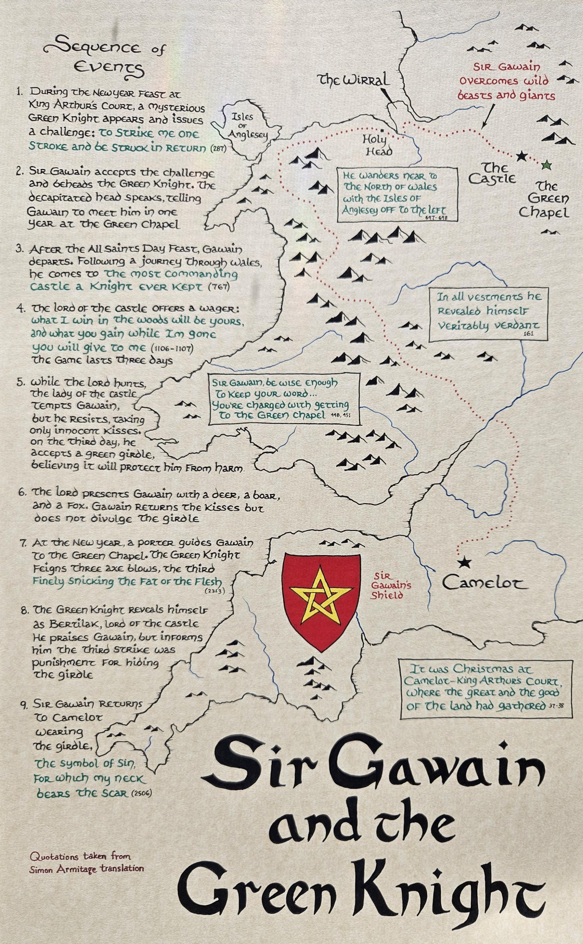 Sir Gawain and the Green Knight Map
