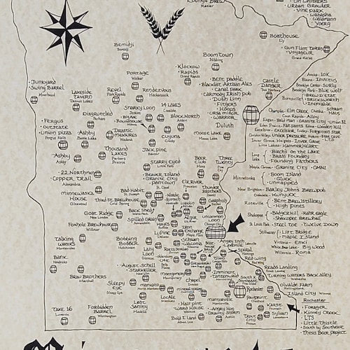 Minnesota Breweries Map Etsy