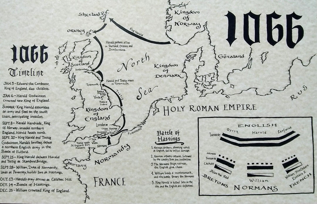 Battle of Hastings Hand Drawn Map Etsy