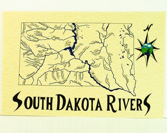 South Dakota rivers map 11x17
