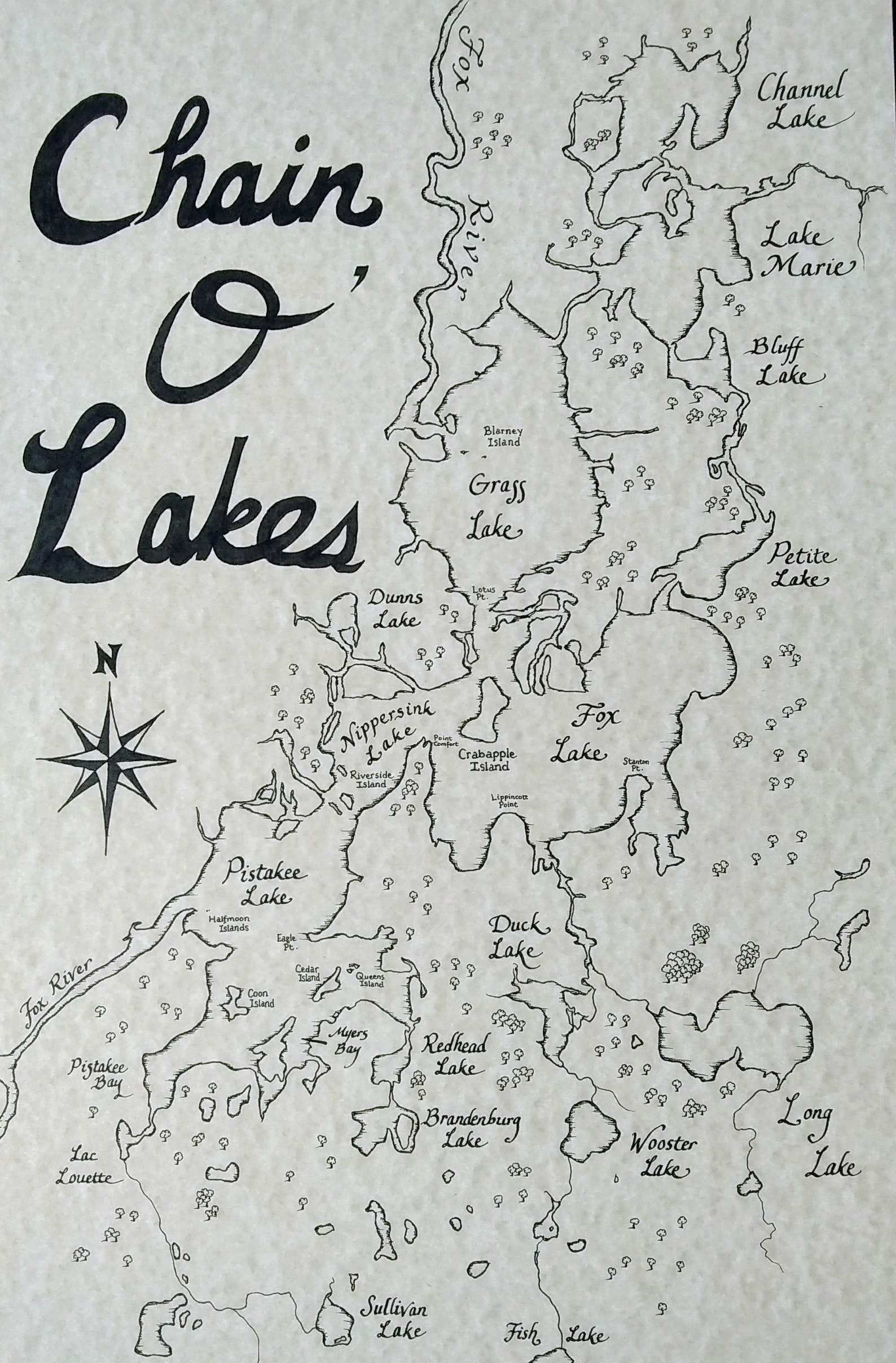 Chain O' Lakes Map Lake County IL - Etsy