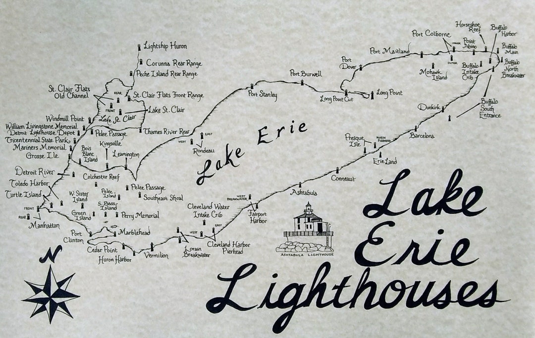 Lake Erie Lighthouses Map