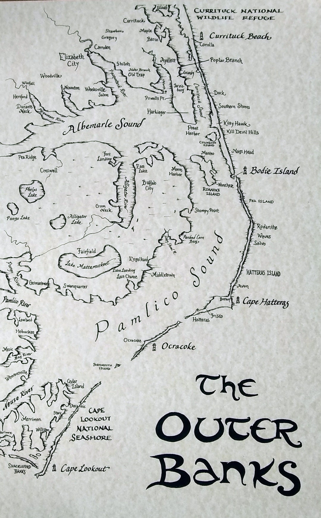 Outer banks map 11x17 etsy