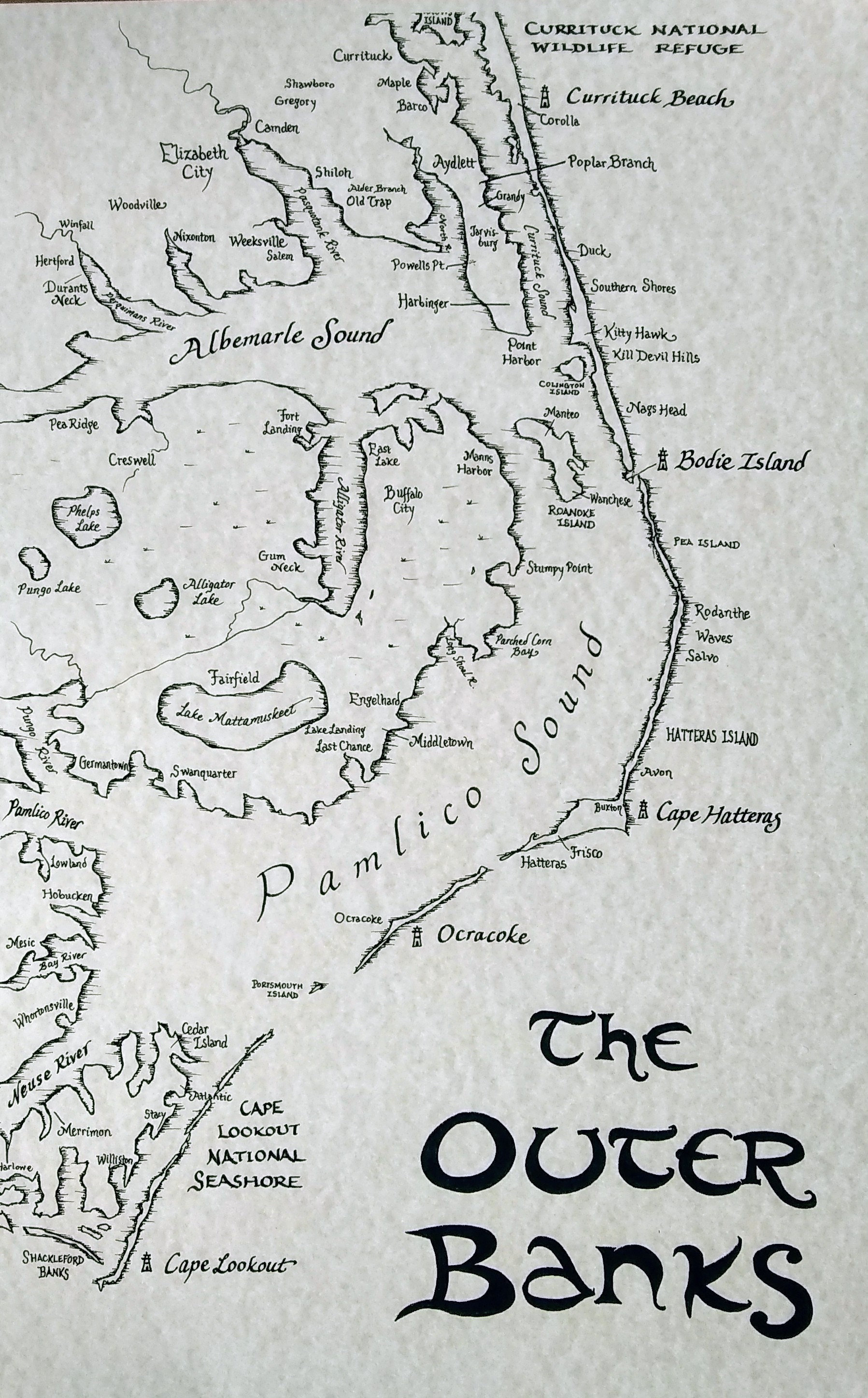Outer banks map 11x17 etsy