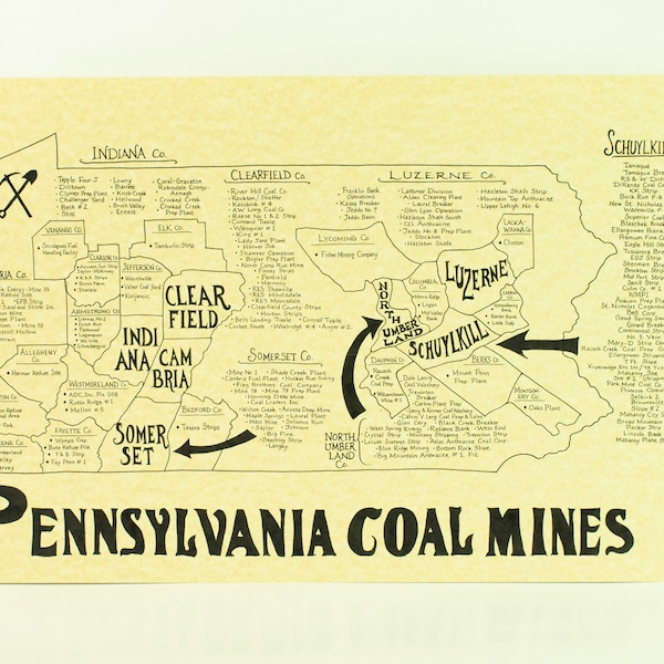 Pennsylvania Coal Mines map