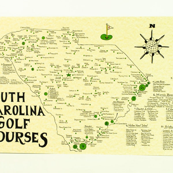 South Carolina golf courses map