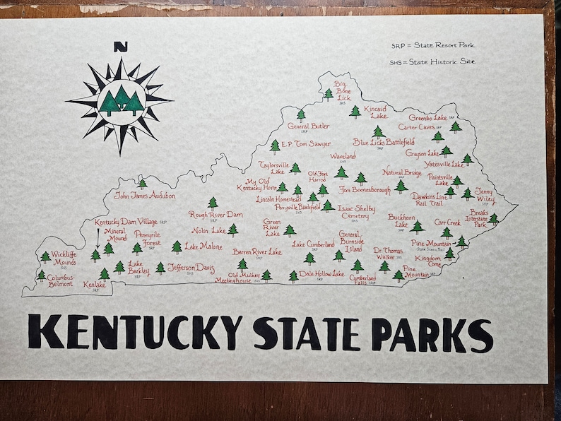 Kentucky State Parks Map Etsy