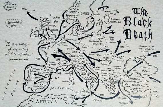Black Death hand drawn map