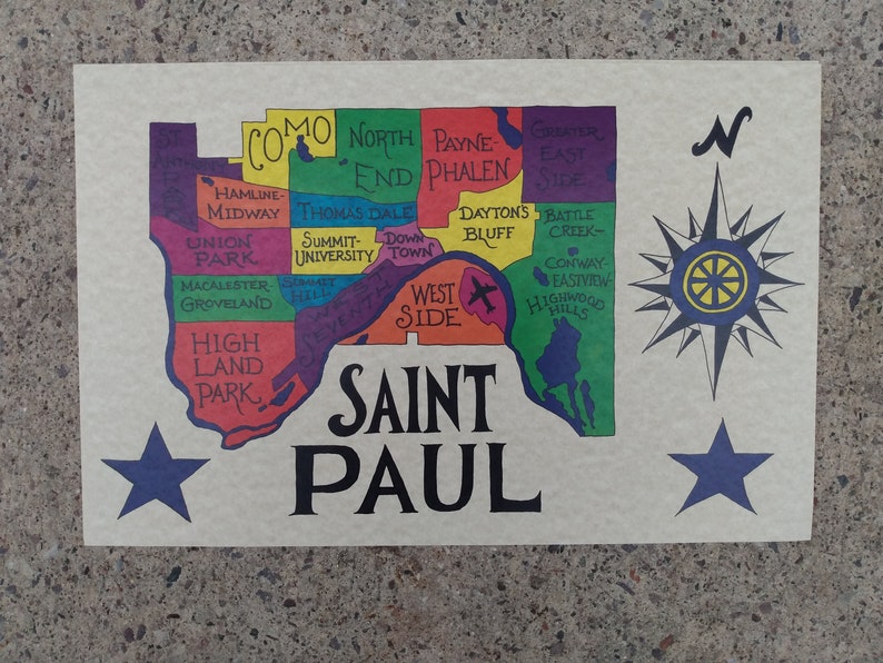 St Paul Neighborhoods Map 11x17 - Etsy