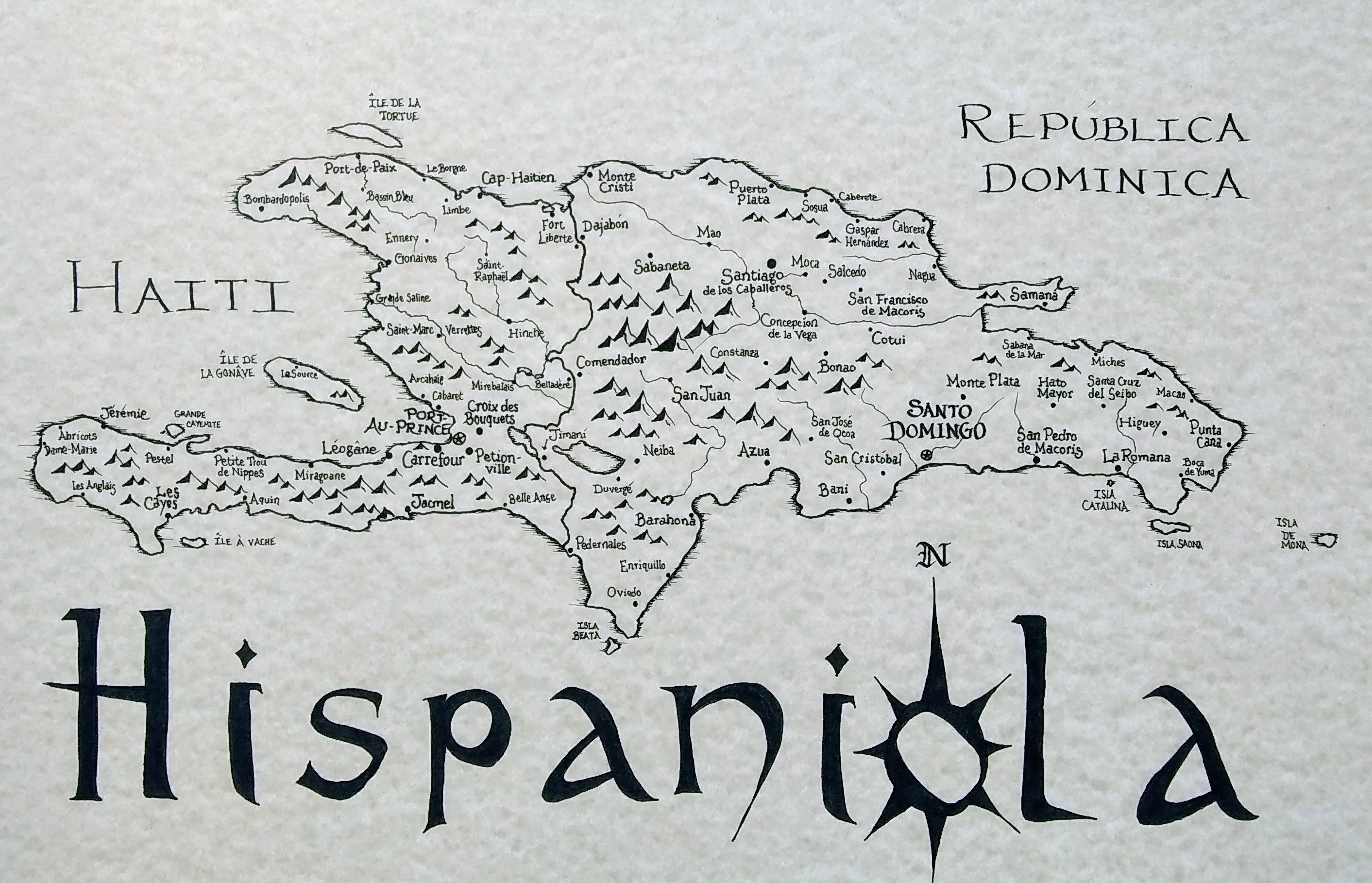 Mapa de La Española Haití y República de Domincan Etsy España