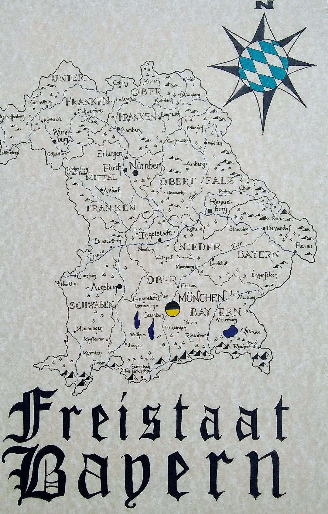 Bavaria Germany Map - Etsy