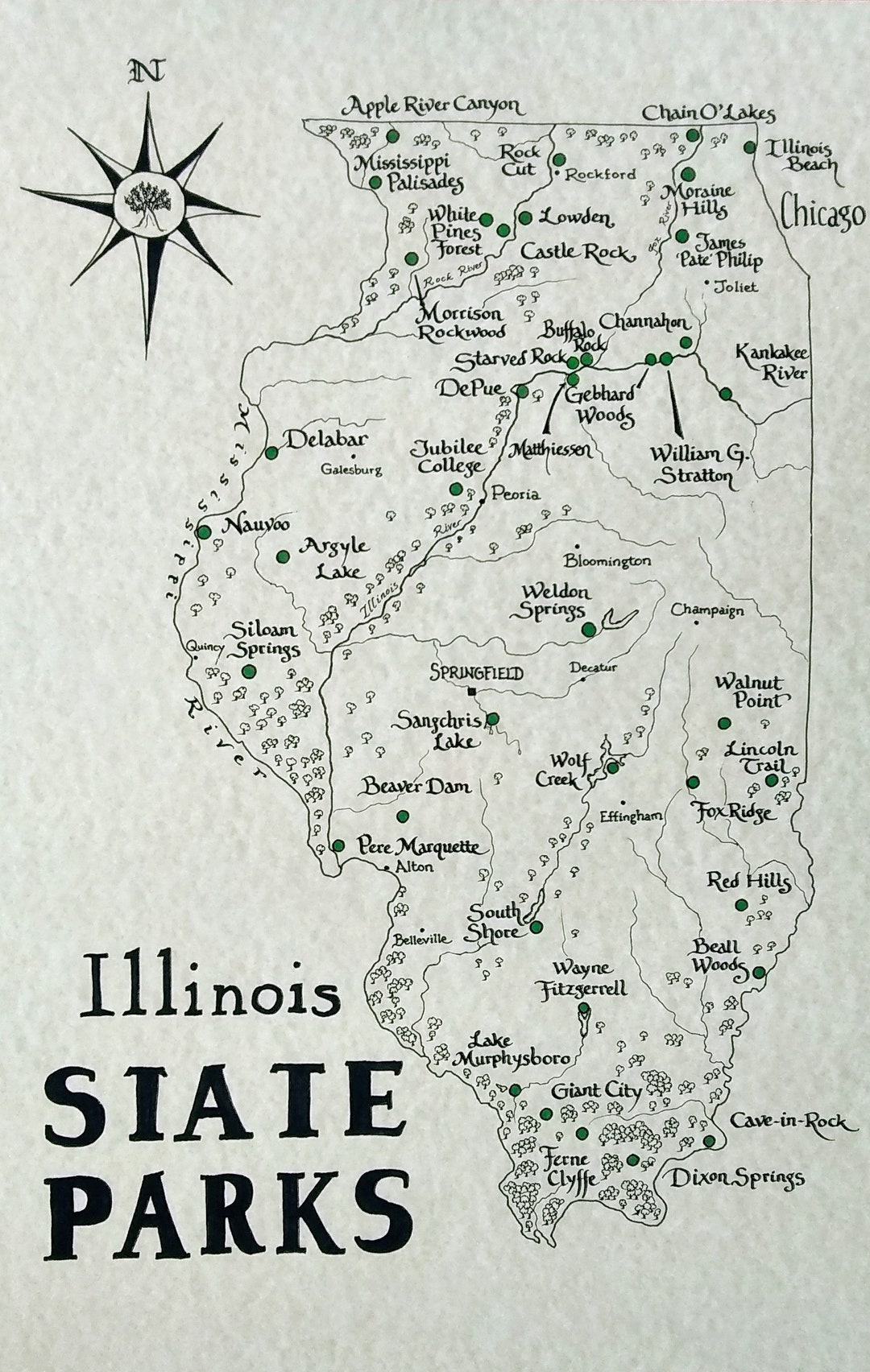 Illinois State Parks Map Etsy
