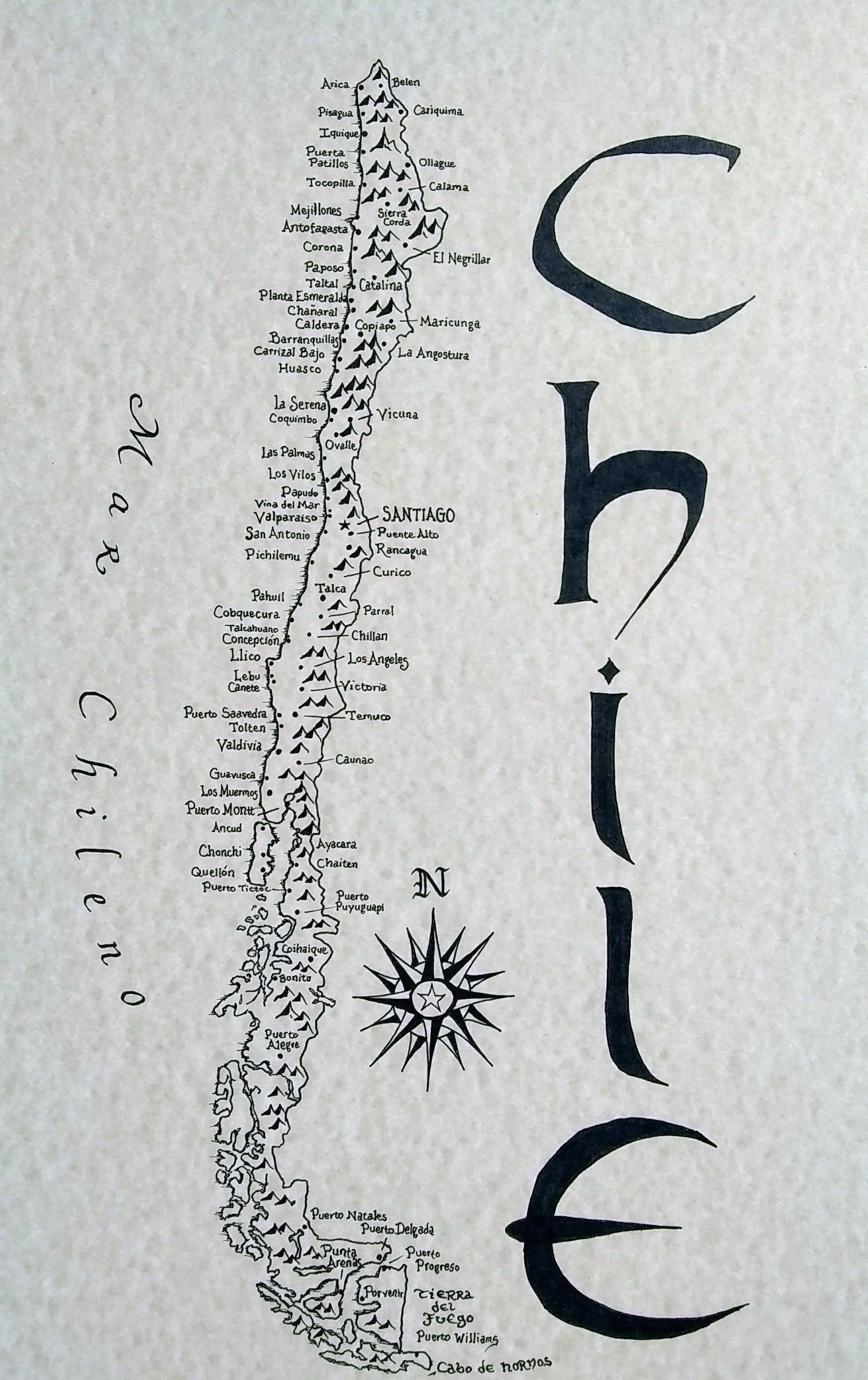 Chile drawn map