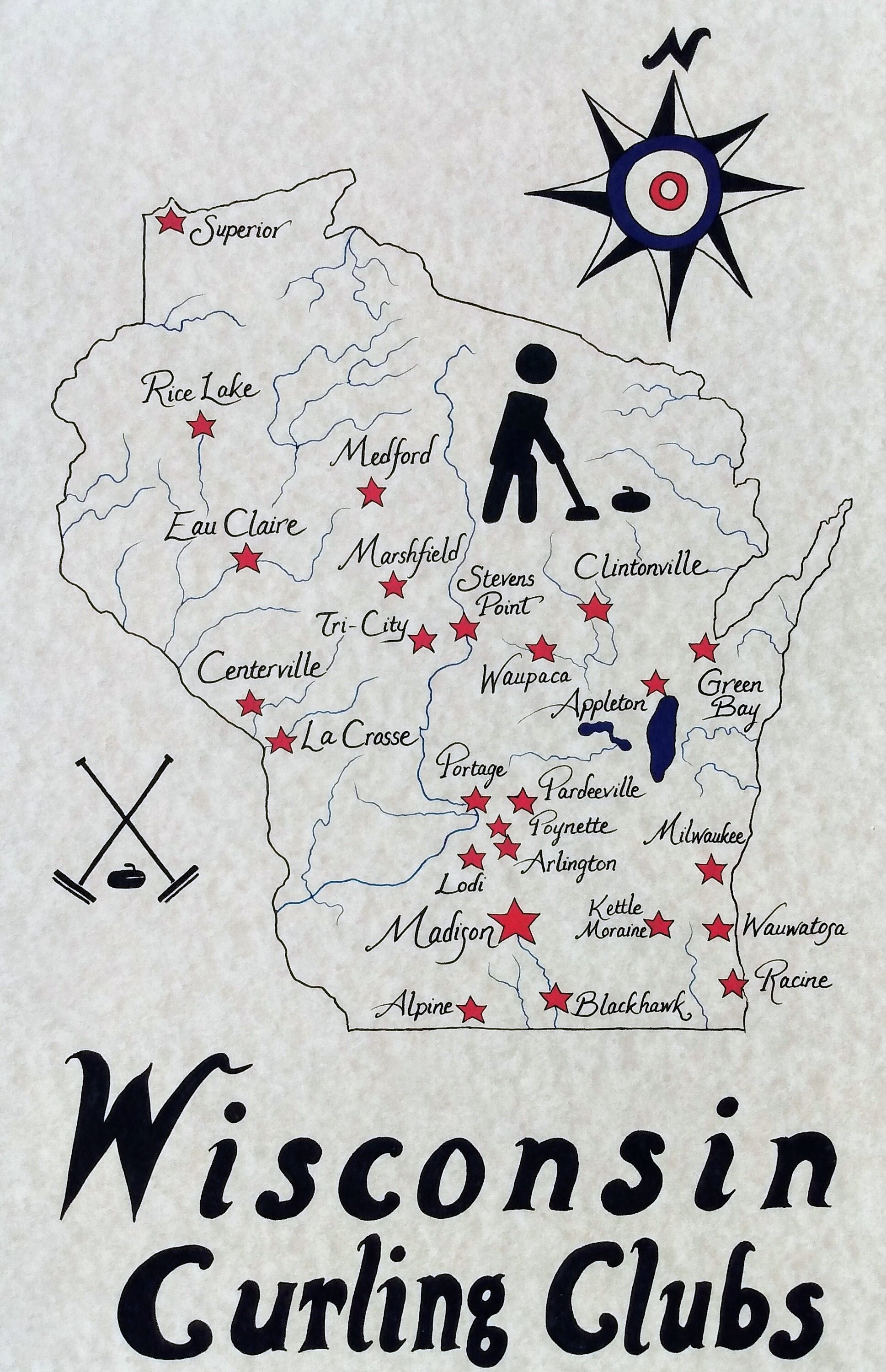 Wisconsin curling clubs map