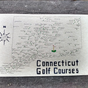 Connecticut golf courses map 11x17